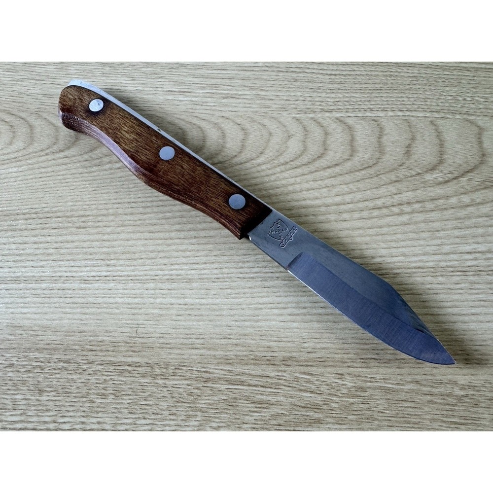 Vintage Maxam Japan Stainless Steel Paring Knife Full Tang Wood Handle 7"